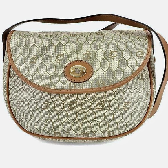 Authentic Dior Vintage Honeycomb Monogram Logo Saddle Crossbody Bag - Picture 1 of 13